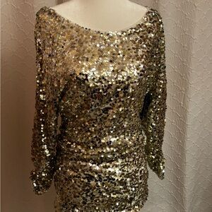 Boston Proper Shimmering Gold Sequin Top